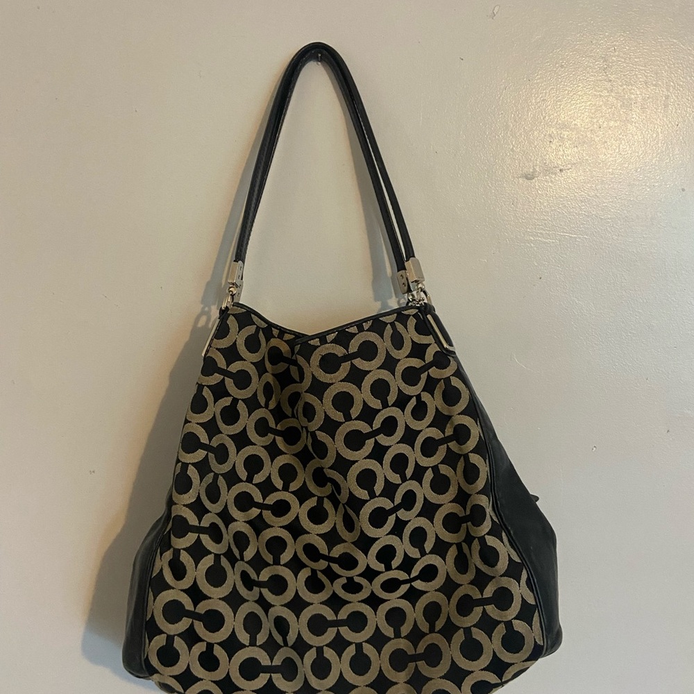Coach Black and Tan Phoebe Shoulder Bag